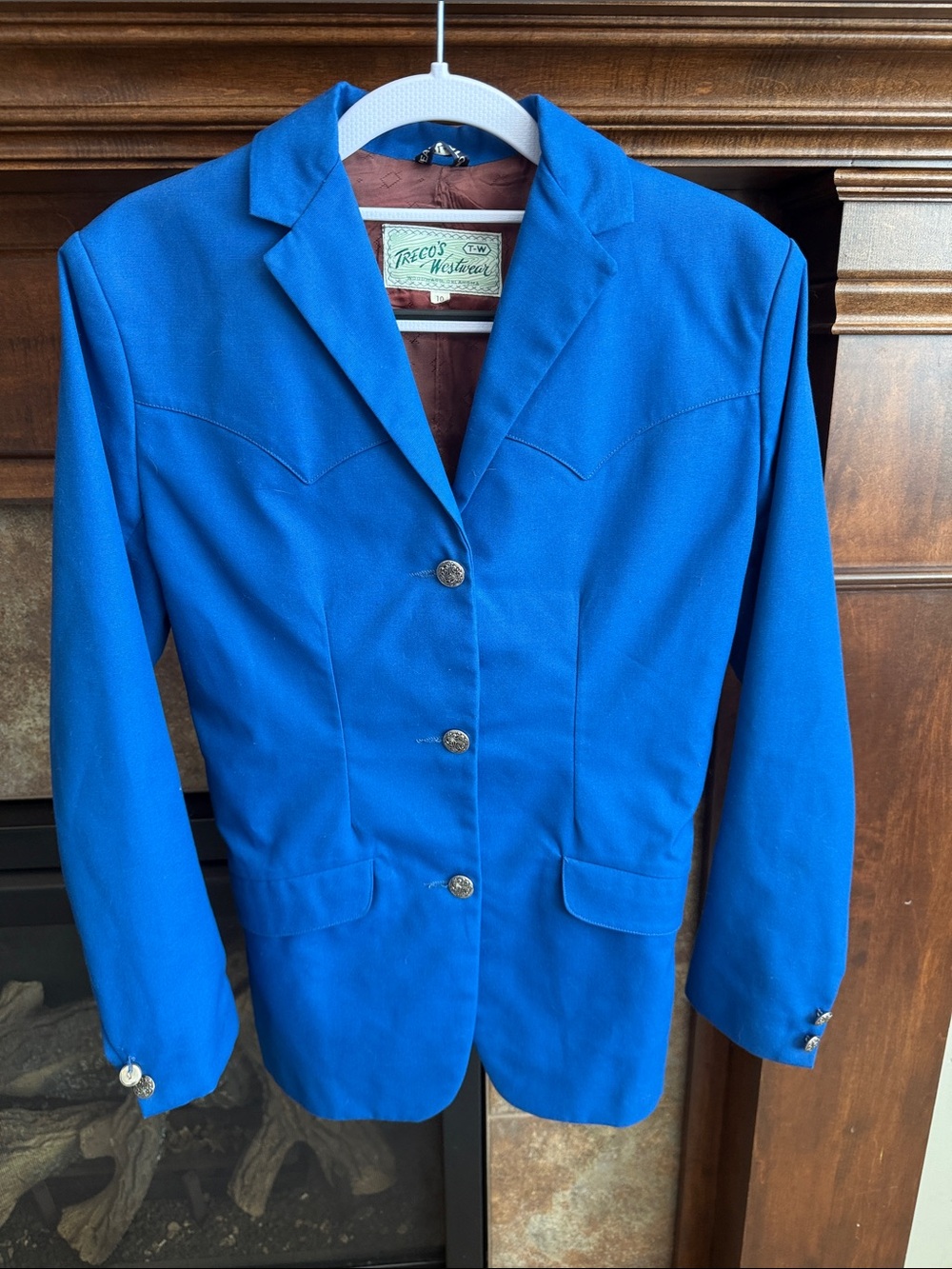 Vintage Trego’s Western Wear bright blue classic blazer jacket rodeo cowgirl S/M